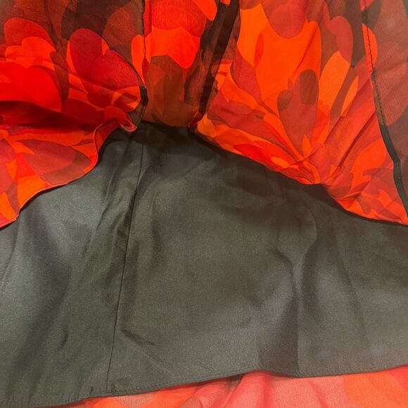 Calvin Klein Floral Halter Maxi Dress Chiffon Classic Size 4 Red Black Formal 🌺 - Picture 11 of 15